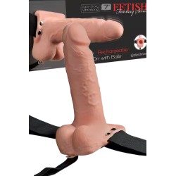 7" Hollow Rechargeable Strap-on with Balls