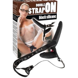 Double Strap On Black Silicone